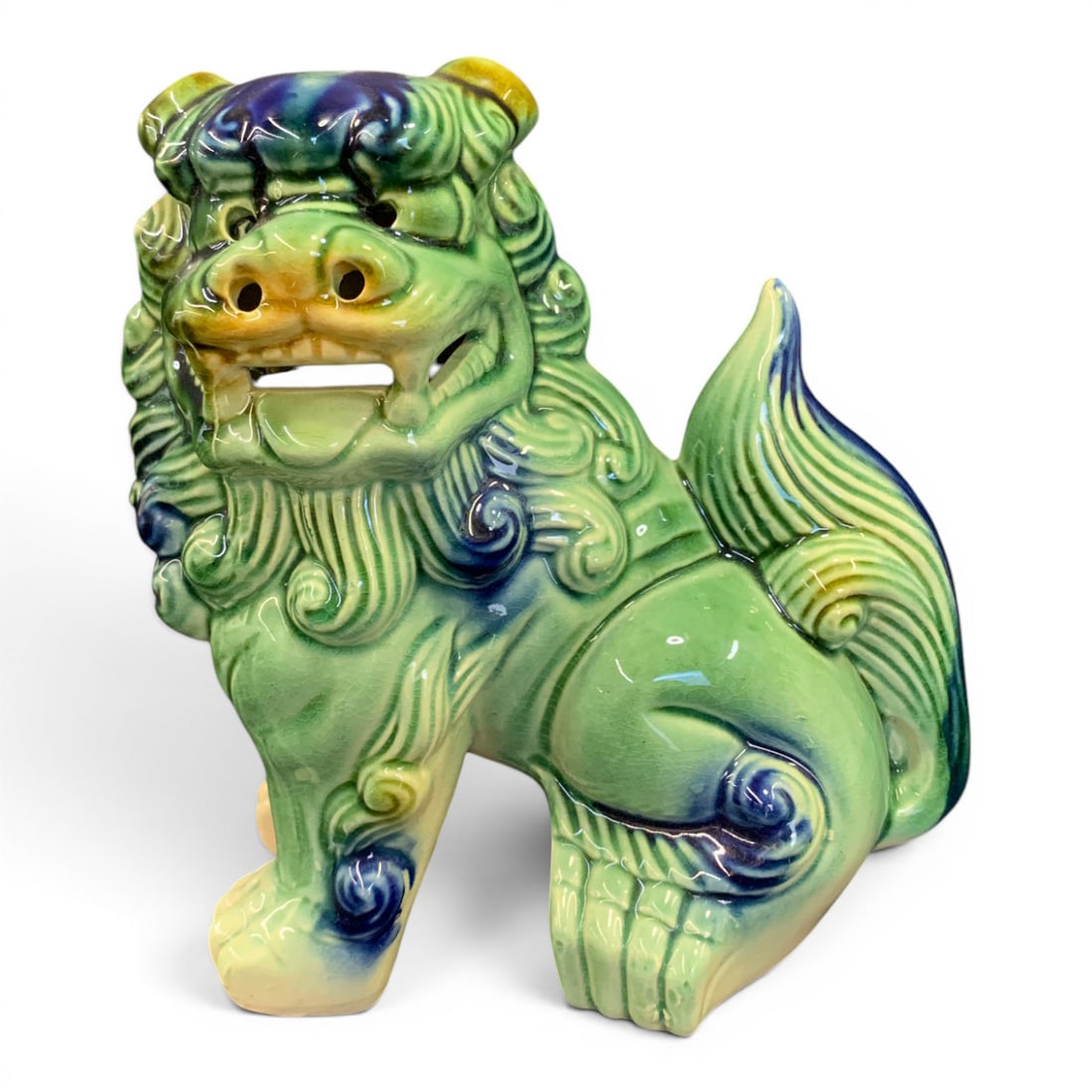 Vintage Majolica Ceramic Foo Dog Figurine - 2
