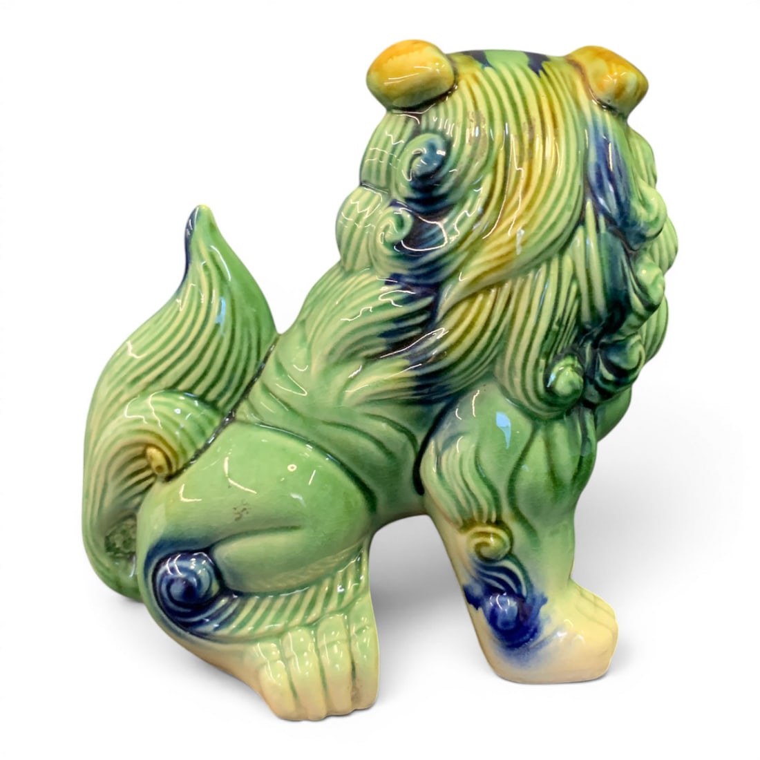 Vintage Majolica Ceramic Foo Dog Figurine - 4