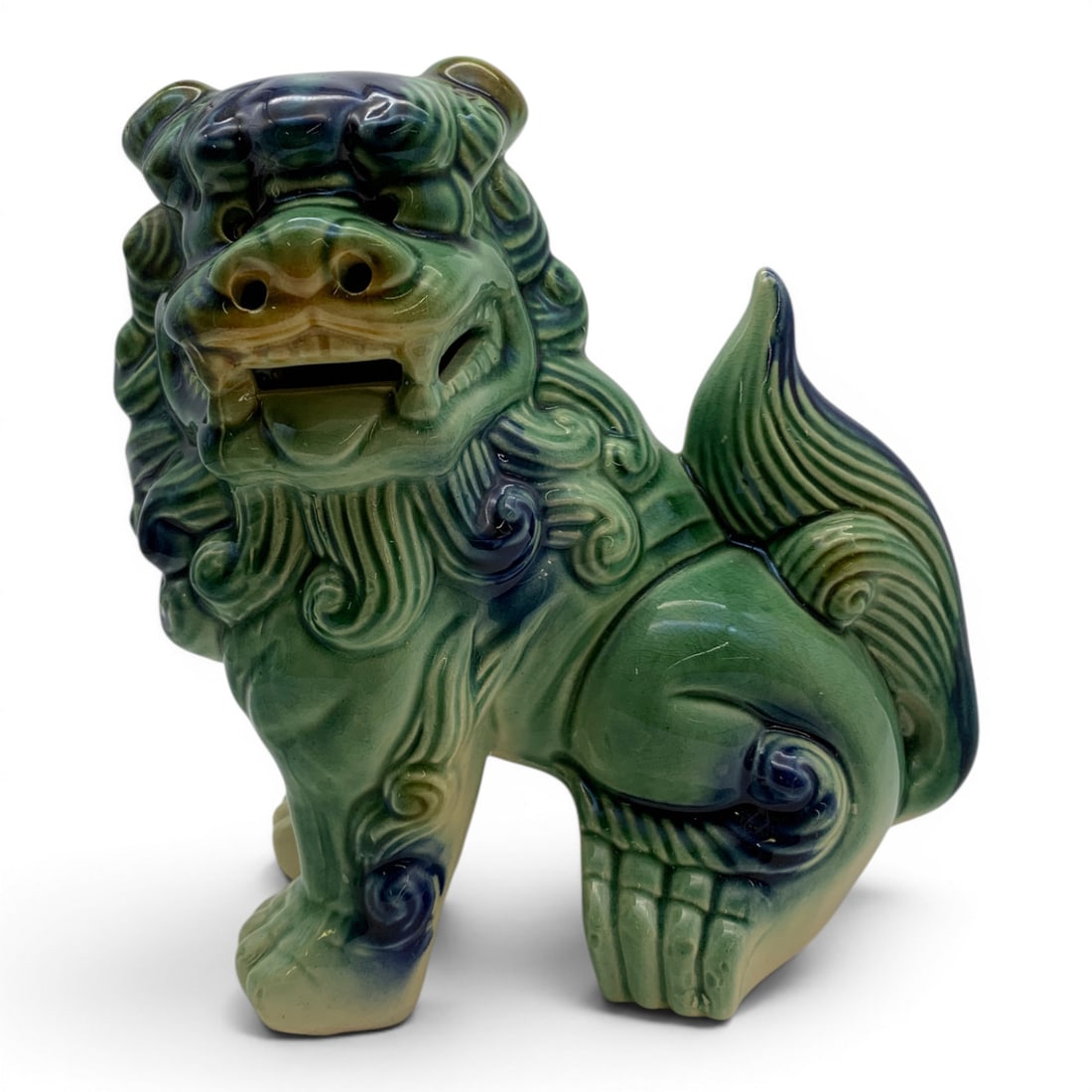 Vintage Majolica Ceramic Foo Dog Figurine - 8