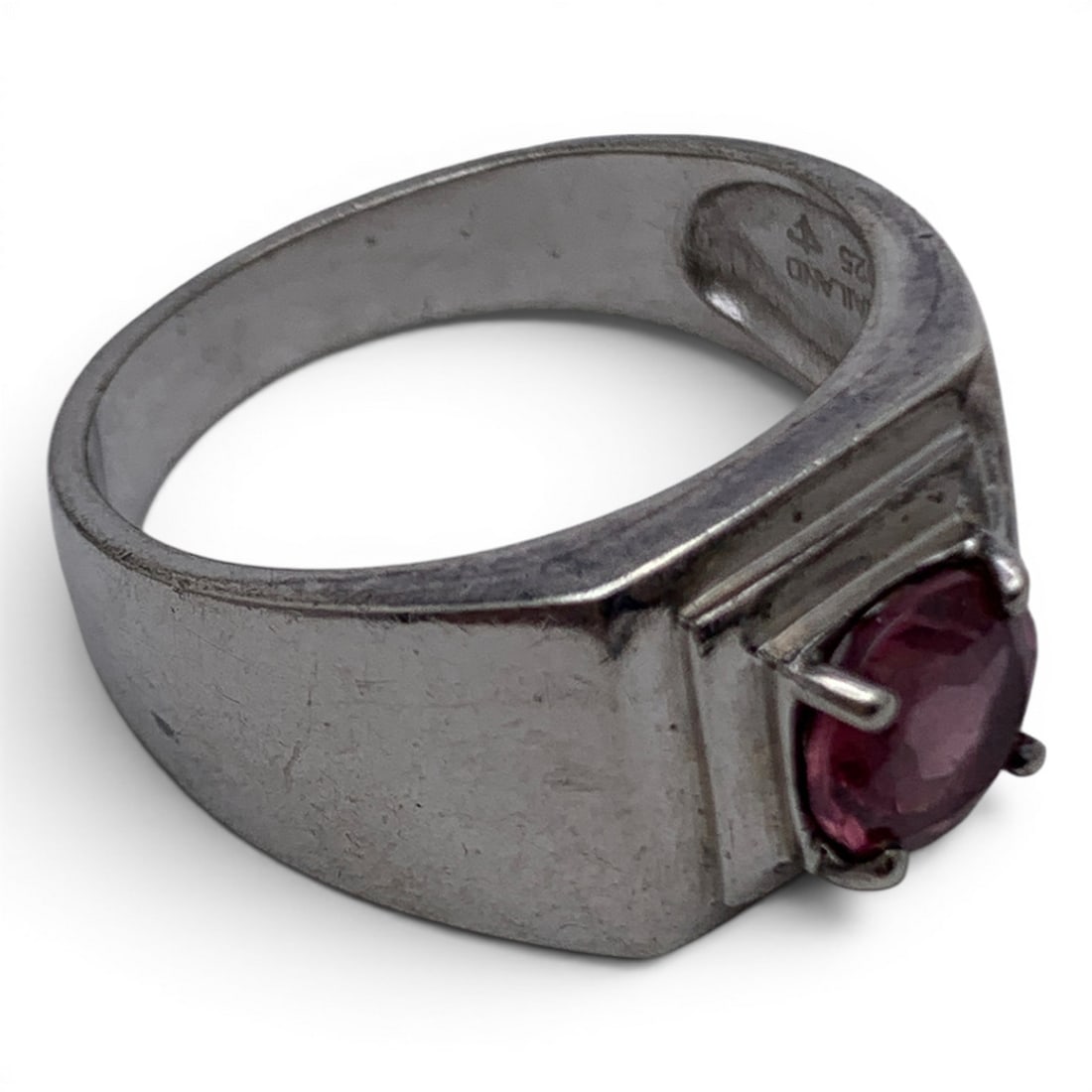 Sterling Silver & Solitaire Pink Stone Ring - 3
