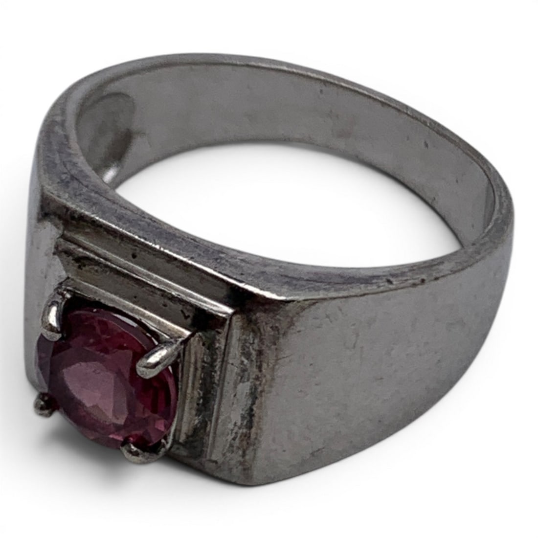 Sterling Silver & Solitaire Pink Stone Ring - 5