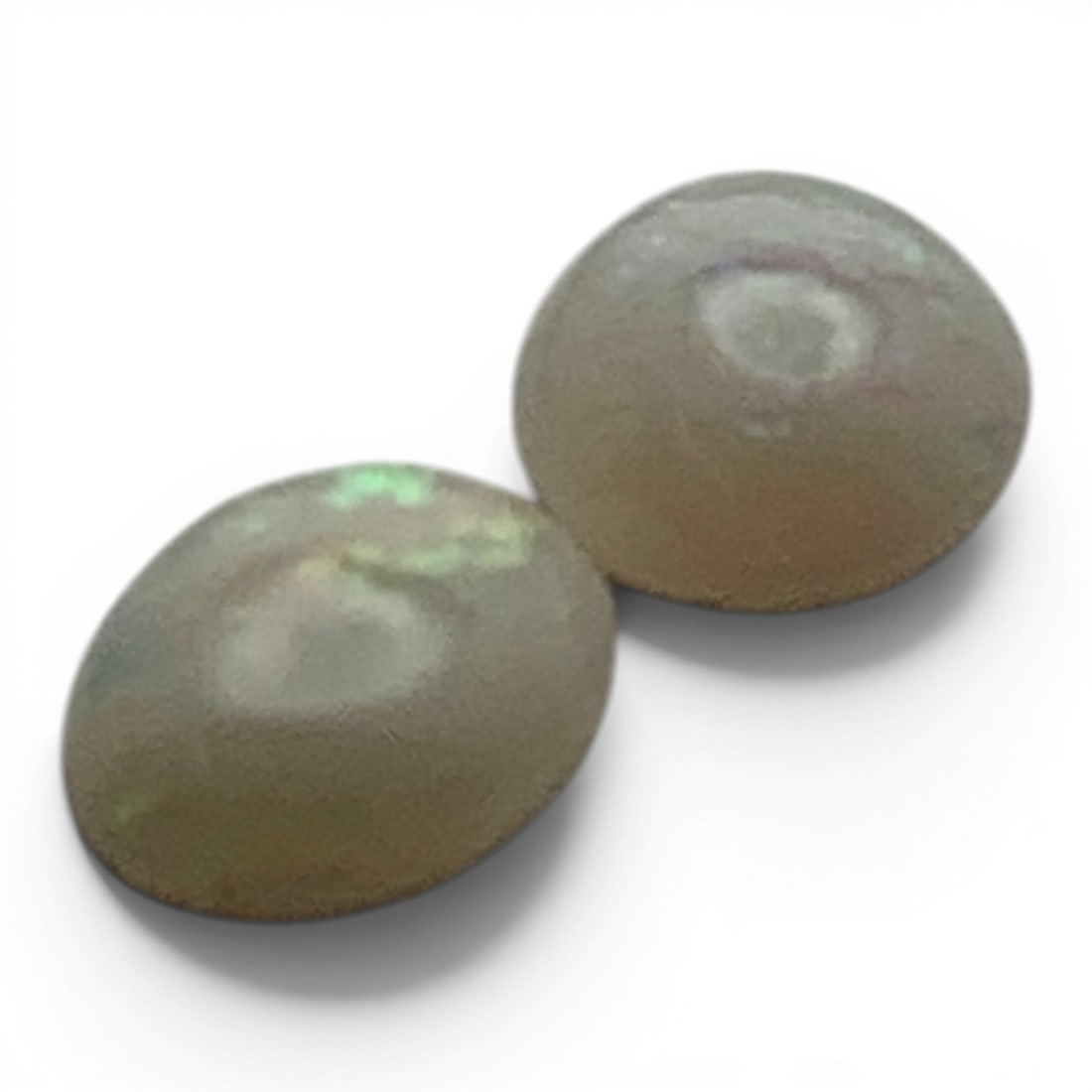 2 White Opal Cabochon Gemstones - 2