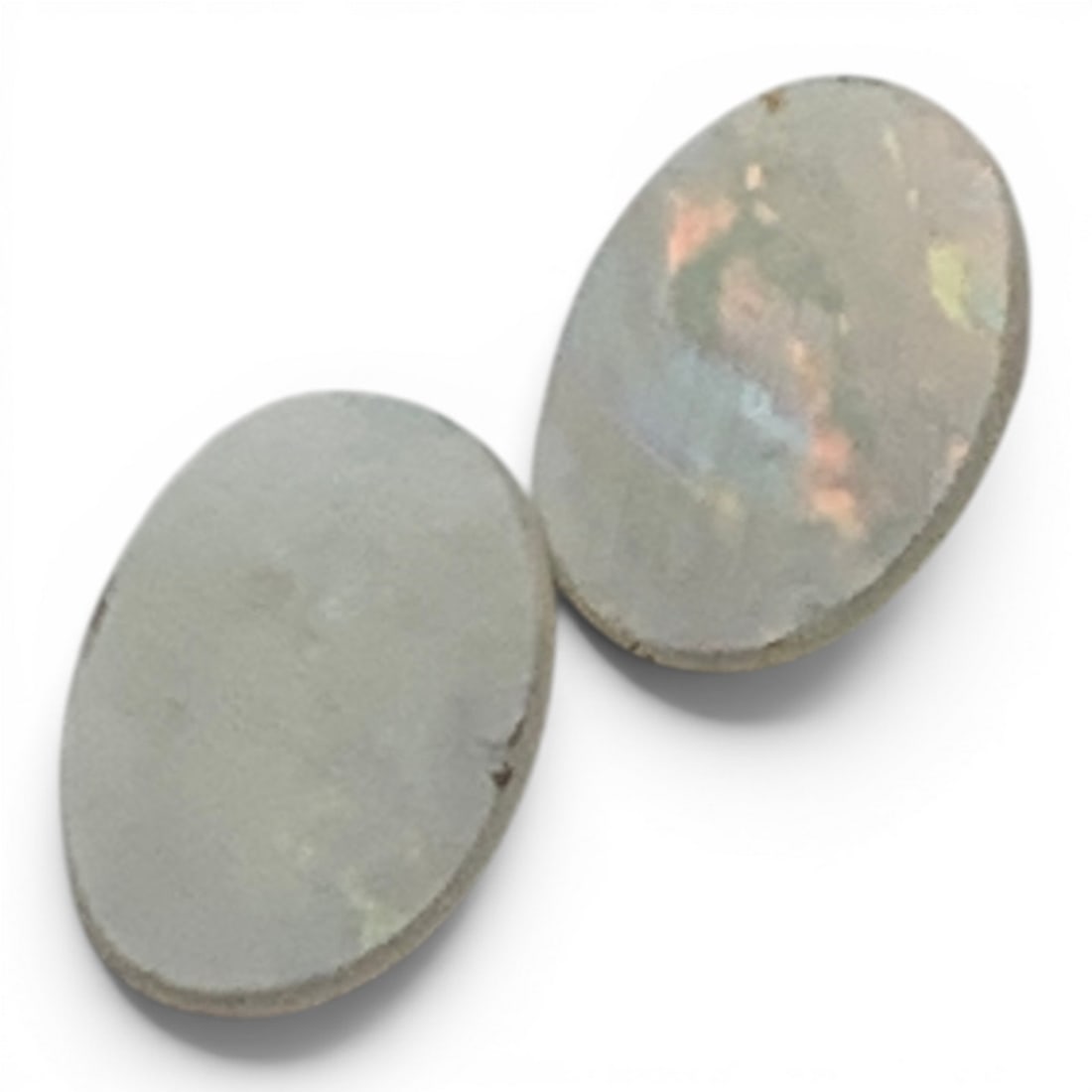 2 White Opal Cabochon Gemstones - 3