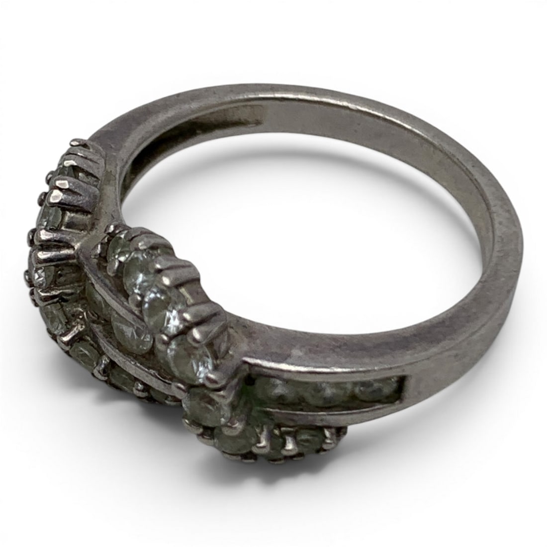 Sterling Silver & Clear Stone Ring - 5