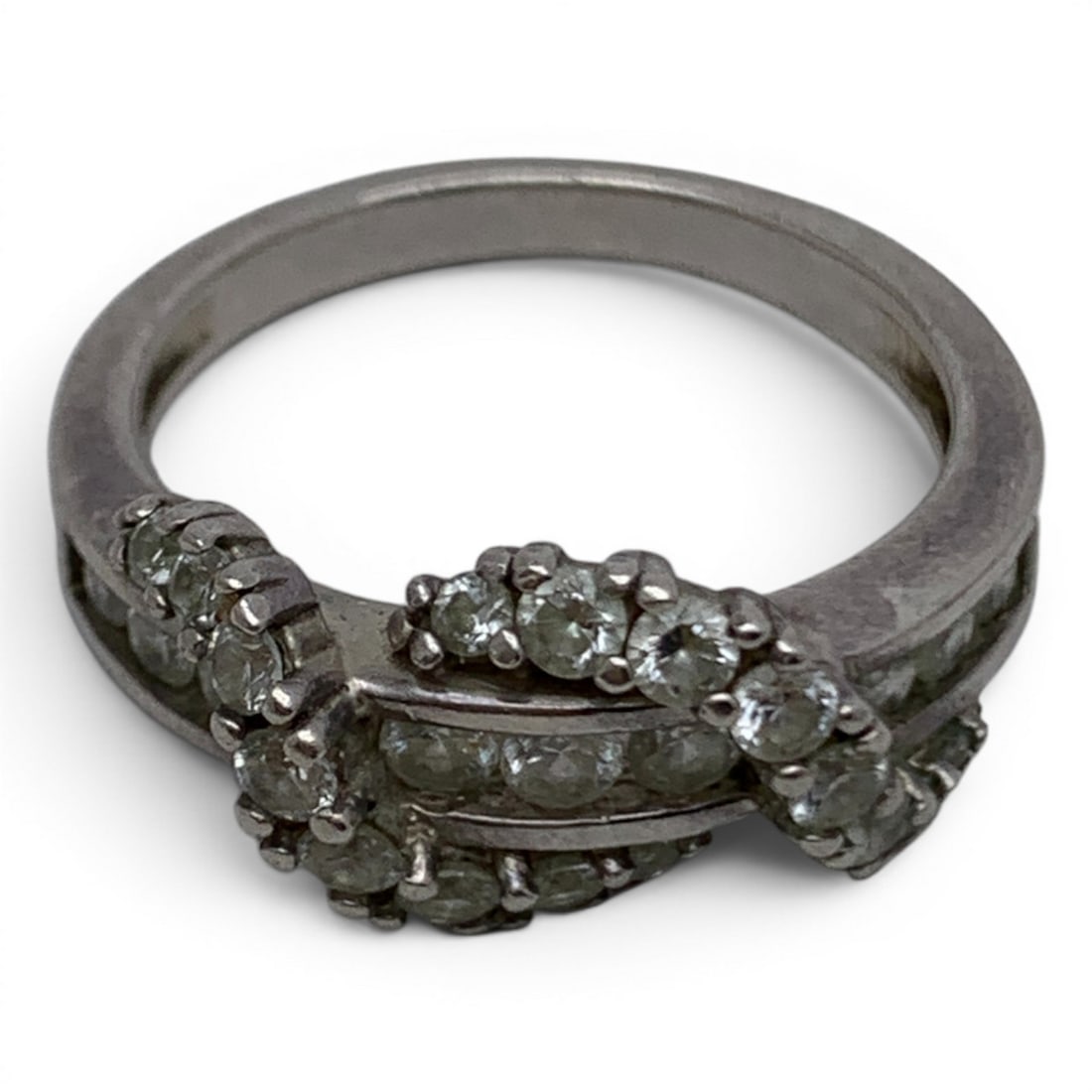 Sterling Silver & Clear Stone Ring - 6