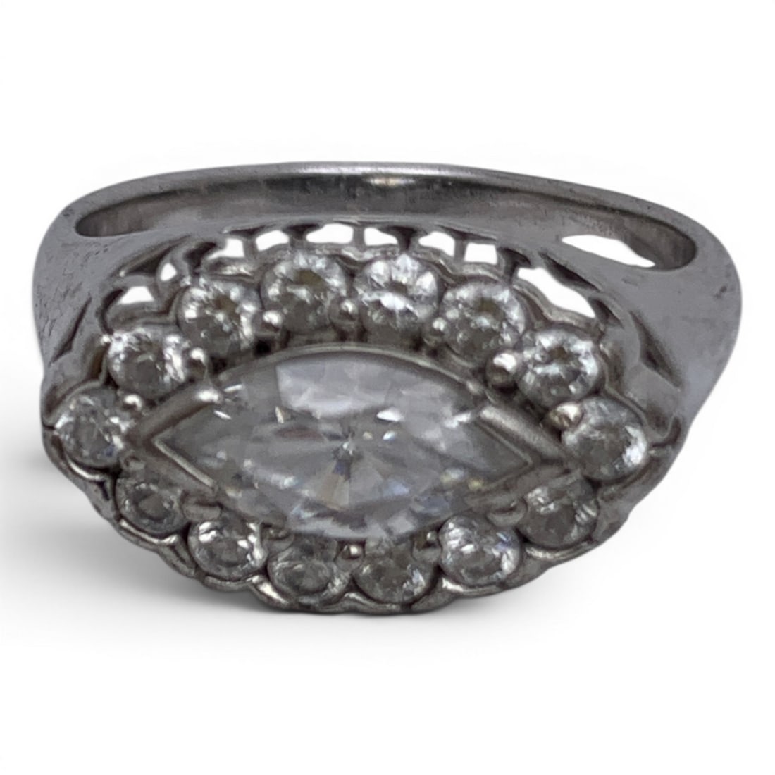 Sterling Silver & Clear Stone Ring - 2