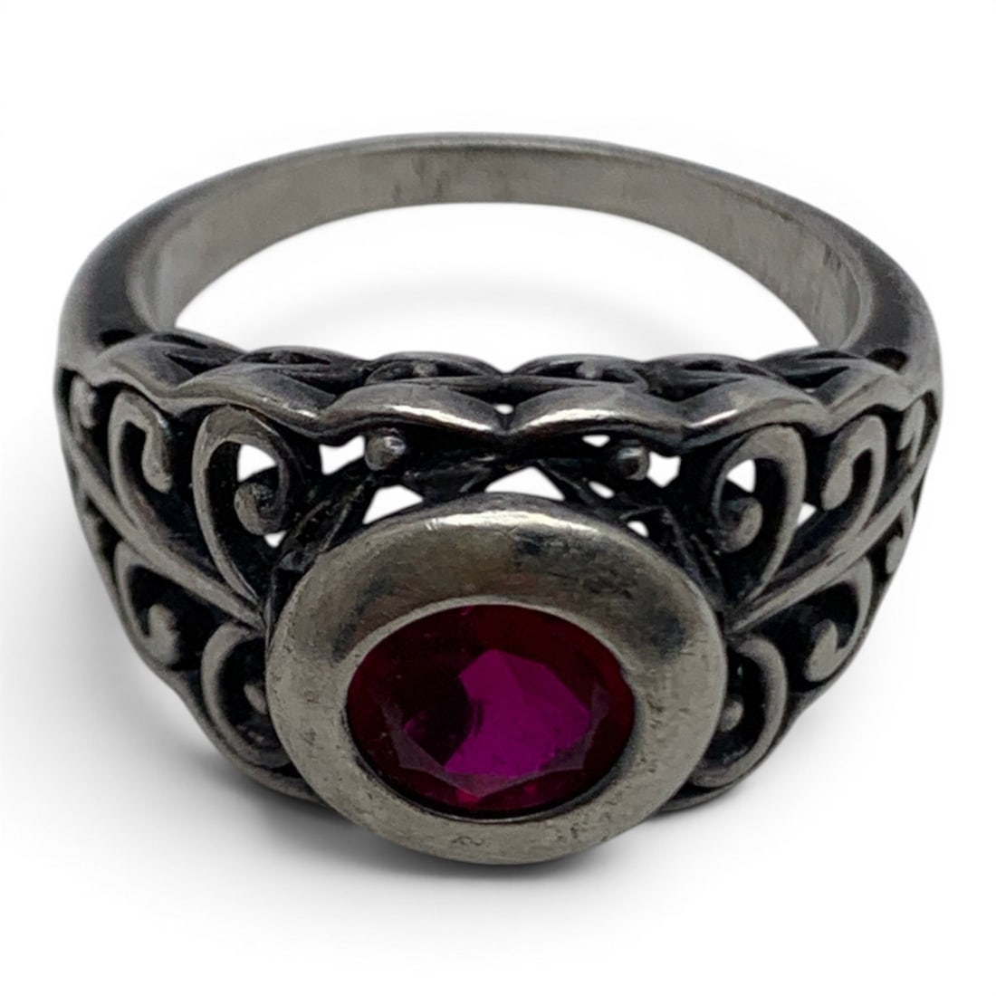 Sterling Silver & Pink Stone Ring - 2