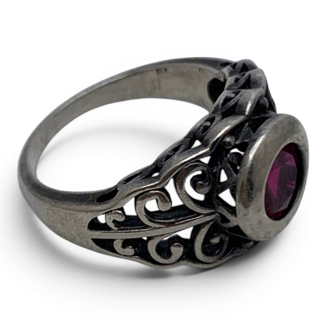 Sterling Silver & Pink Stone Ring - 3