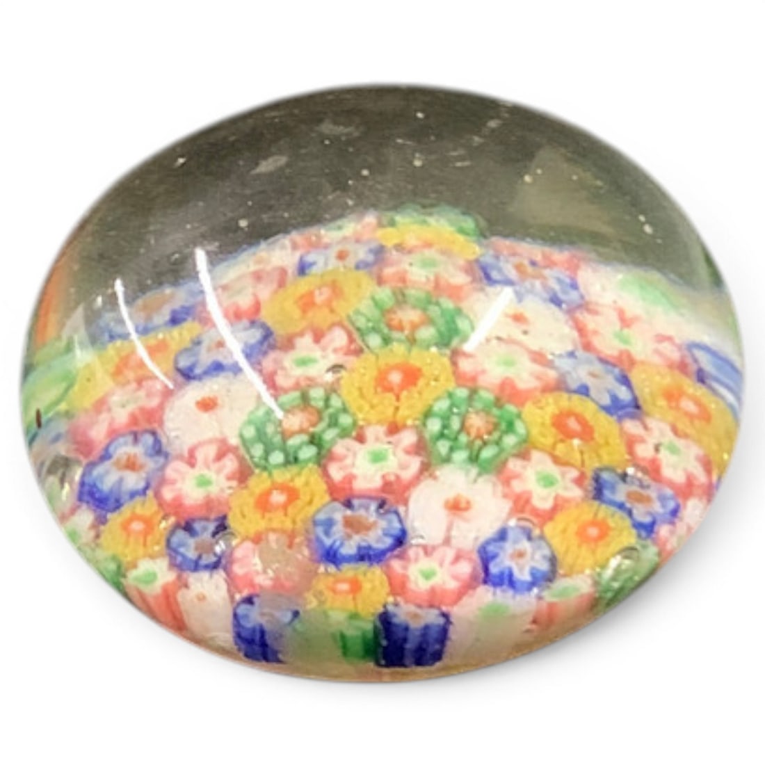 Millefiori Art Glass Paperweight: Millefiori Art Glass Paperweight 1 1/2" Tall