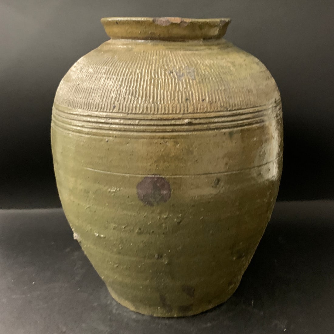 Vintage Green Ceramic Jar - 3