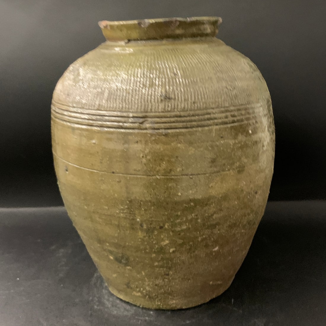 Vintage Green Ceramic Jar - 4