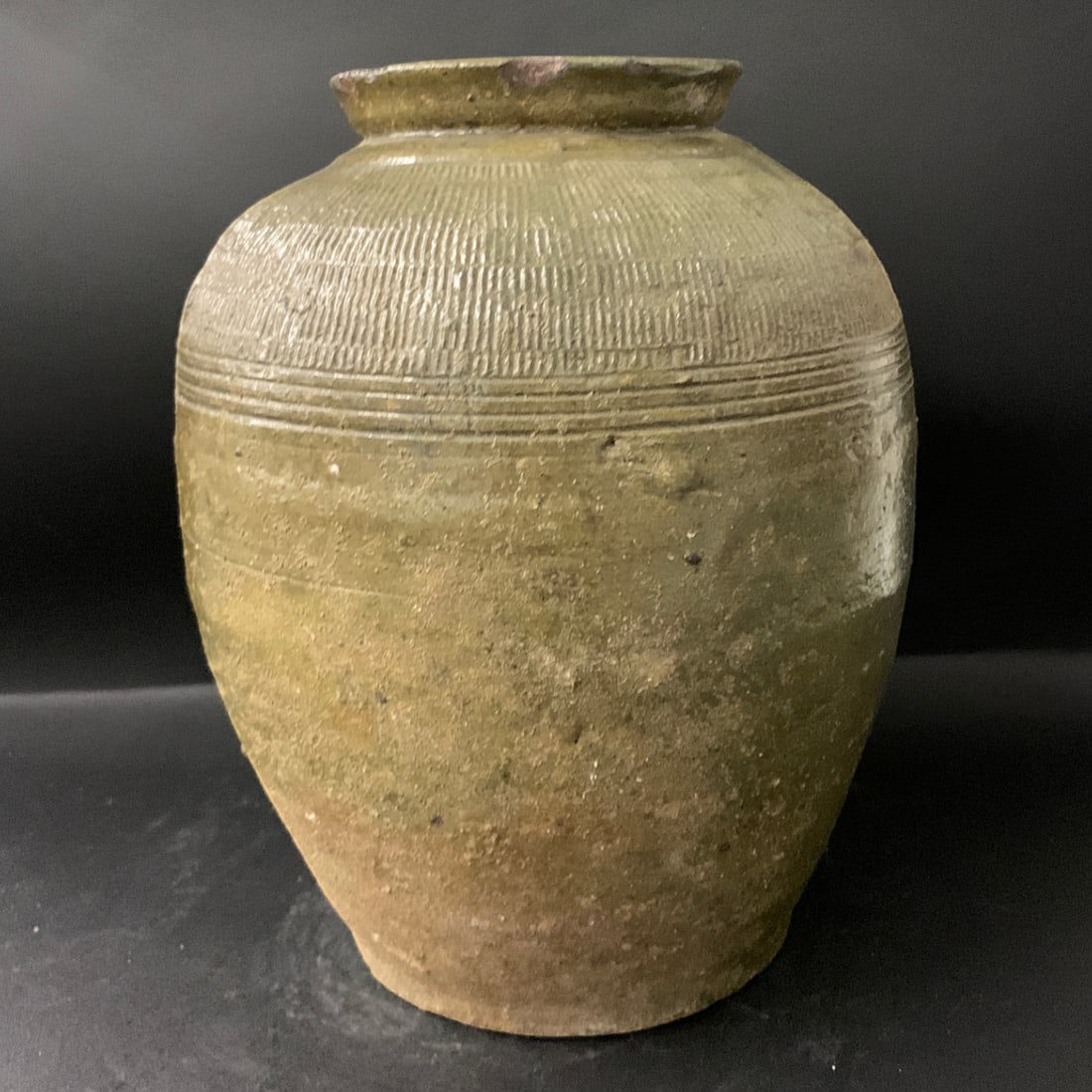 Vintage Green Ceramic Jar - 5