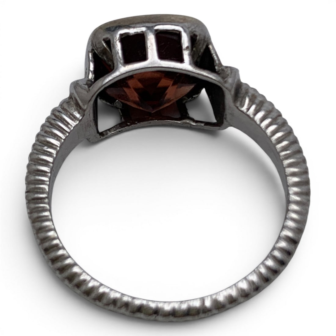 Sterling Silver & Red Stone Ring - 4