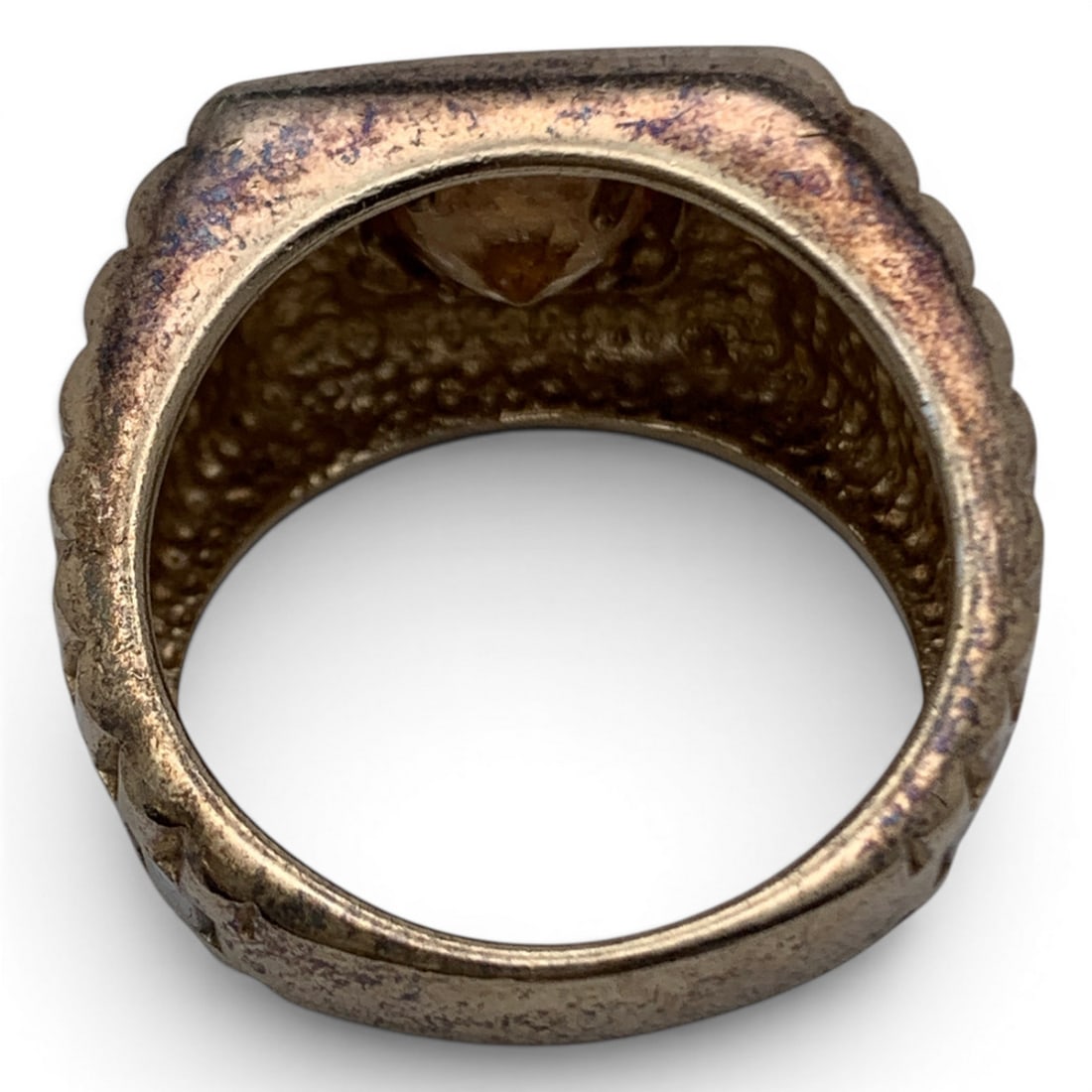 Sterling Silver & Yellow Stone Ring - 4