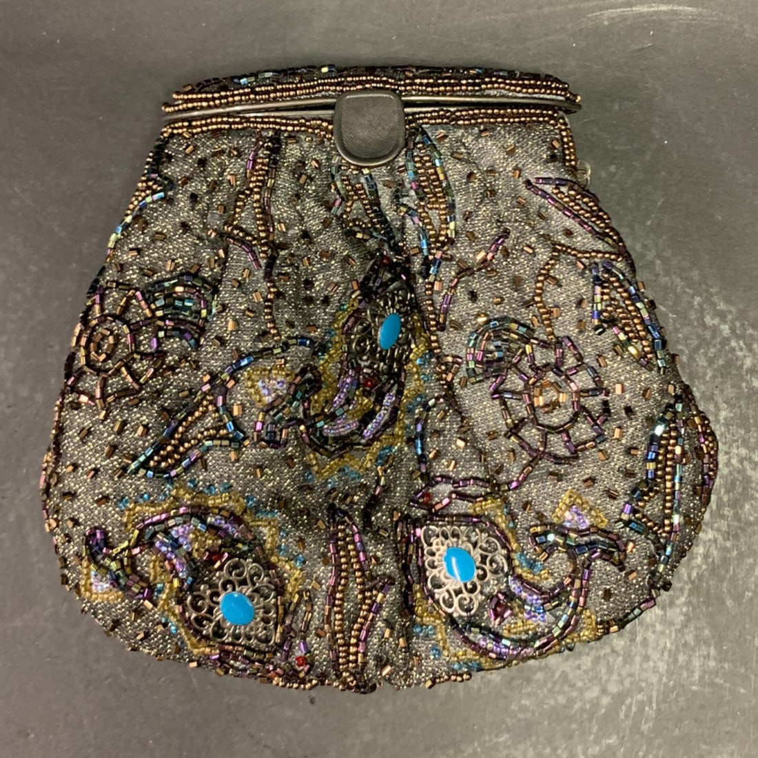 Metallic Beaded Clutch Bag - 2