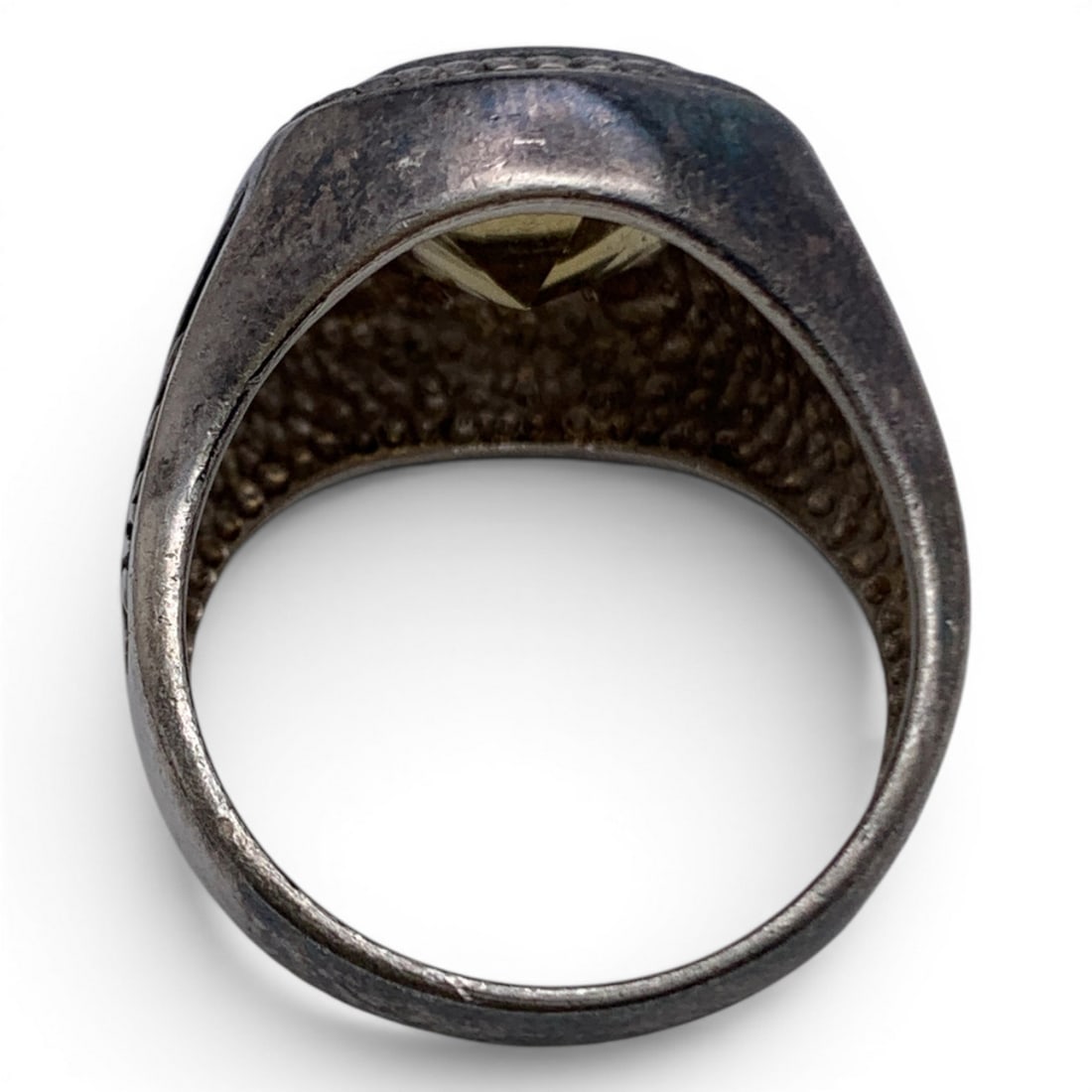 Sterling Silver & Yellow Stone Ring - 4