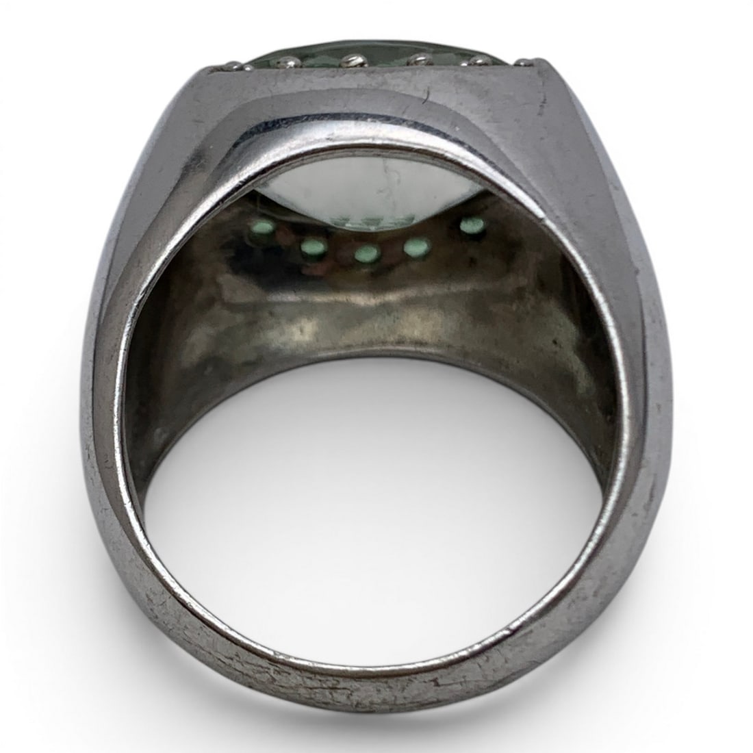 Sterling Silver & Green Stone Ring - 4