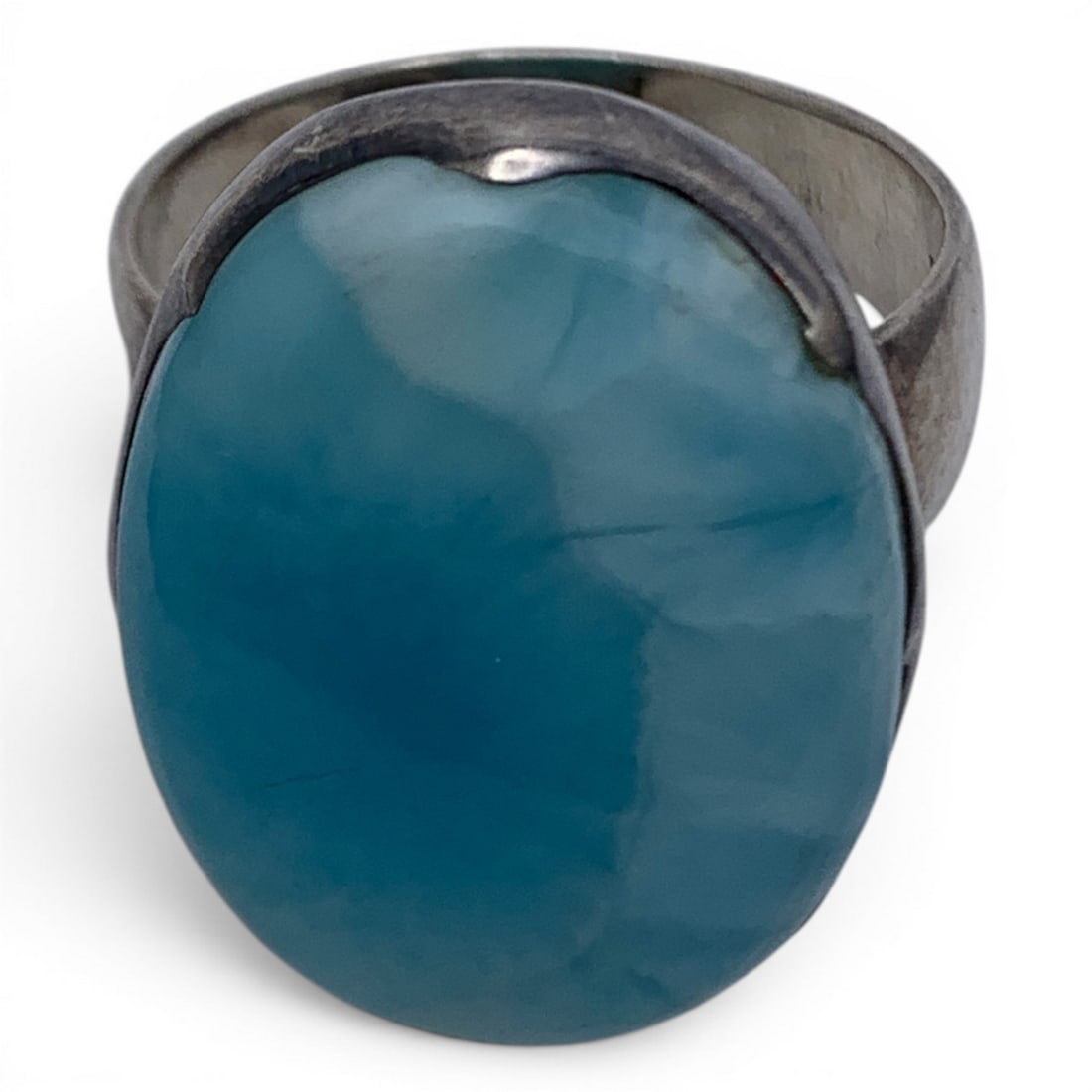 Sterling Silver & Blue Stone Ring - 2