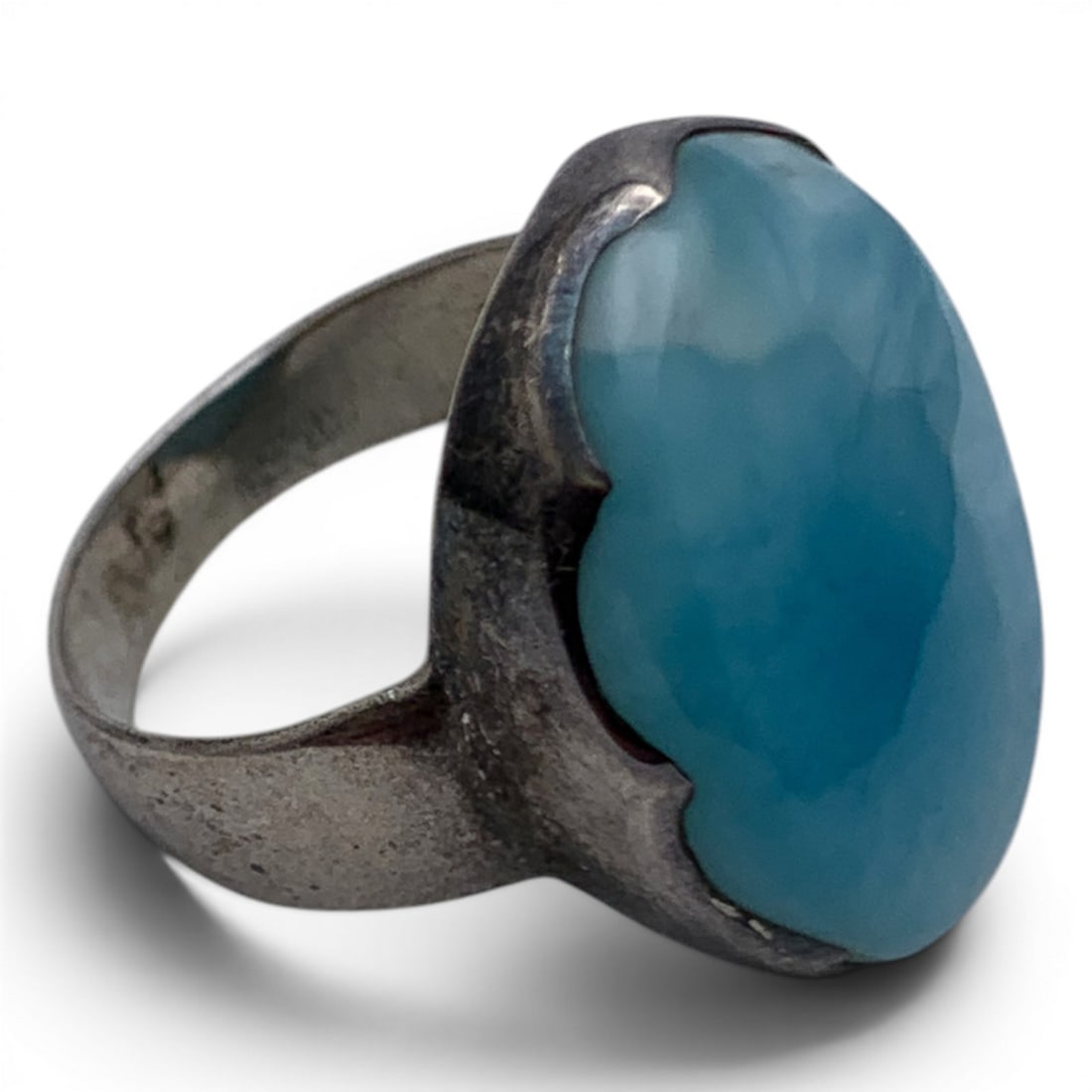 Sterling Silver & Blue Stone Ring - 3
