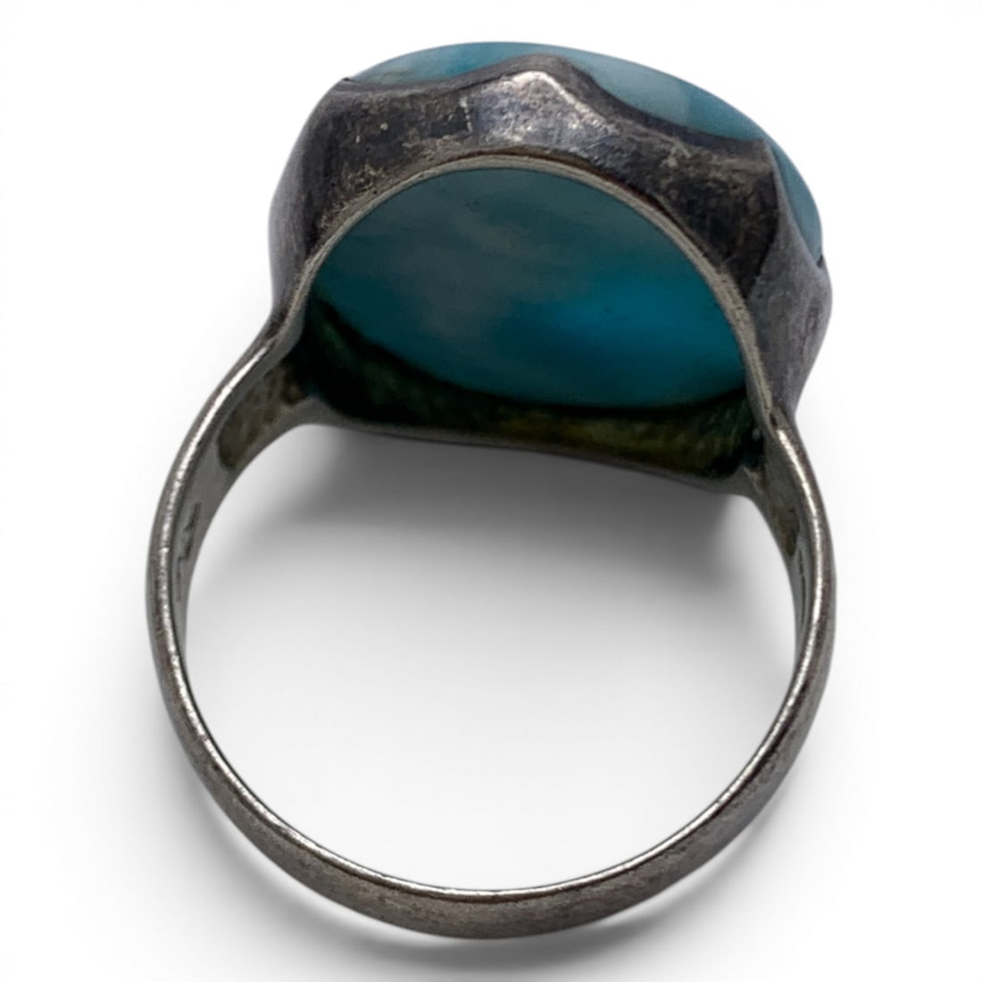 Sterling Silver & Blue Stone Ring - 4