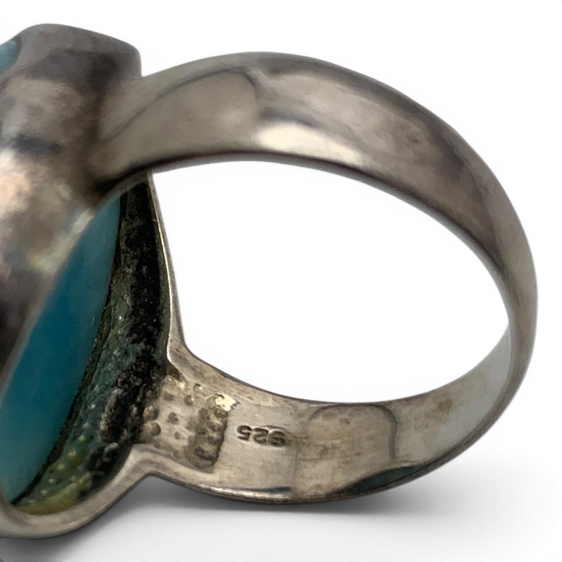 Sterling Silver & Blue Stone Ring - 7