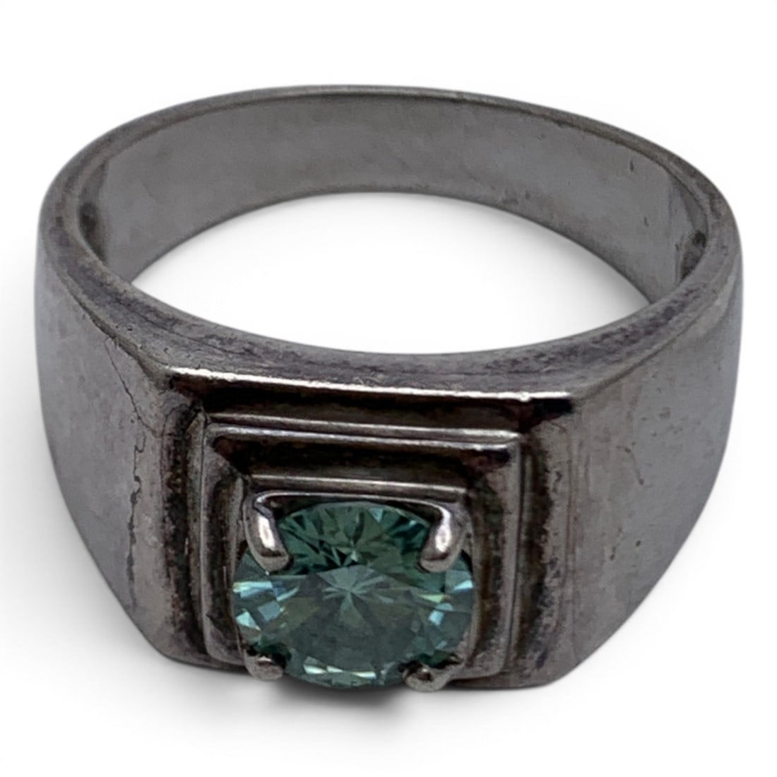 Sterling Silver & Green Stone Ring - 2