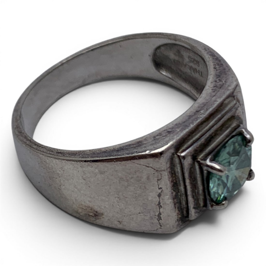 Sterling Silver & Green Stone Ring - 3