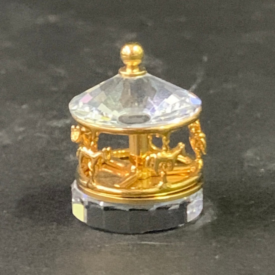 Miniature Rotating Crystal Carousel Figurine - 2