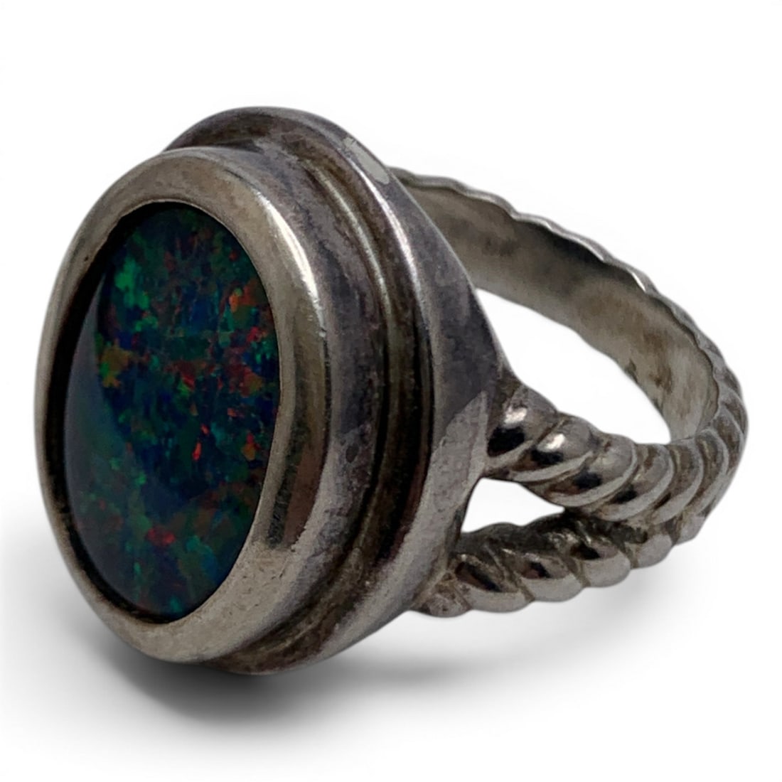 Sterling Silver & Opal Ring - 5