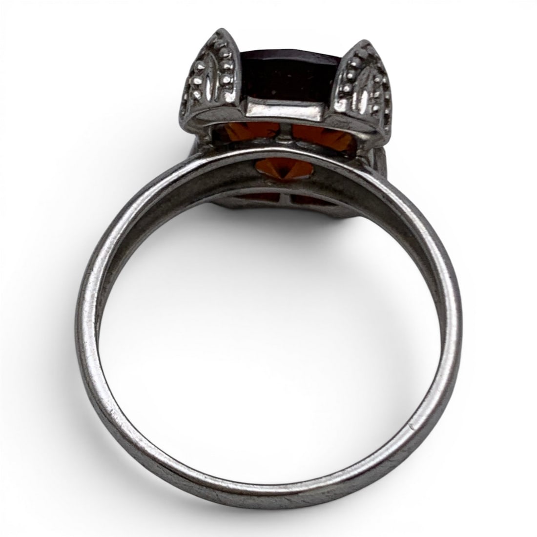 Sterling Silver & Orange/ Red Stone Ring - 4