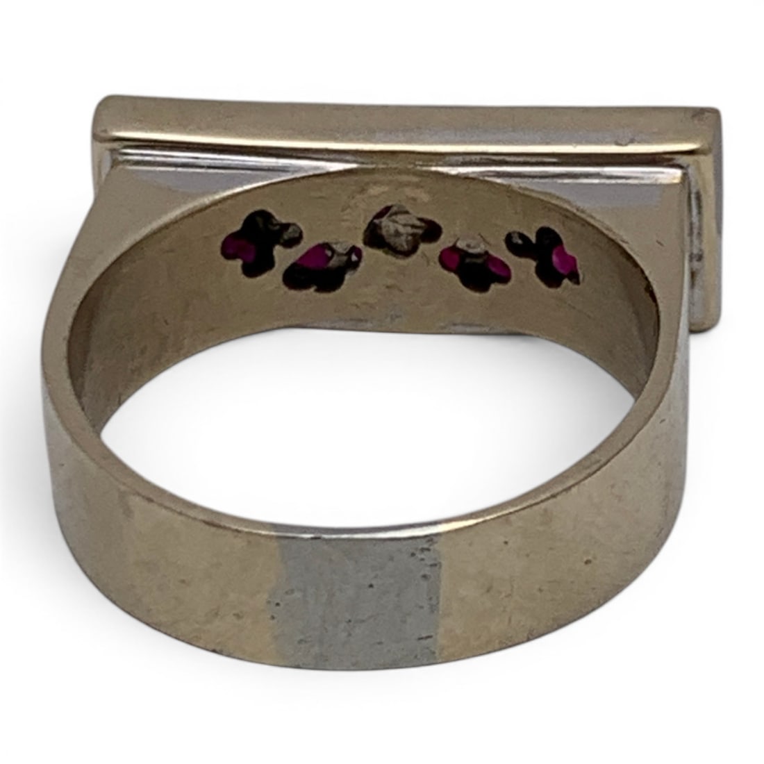 18k White Gold Diamond & Ruby Ring - 4
