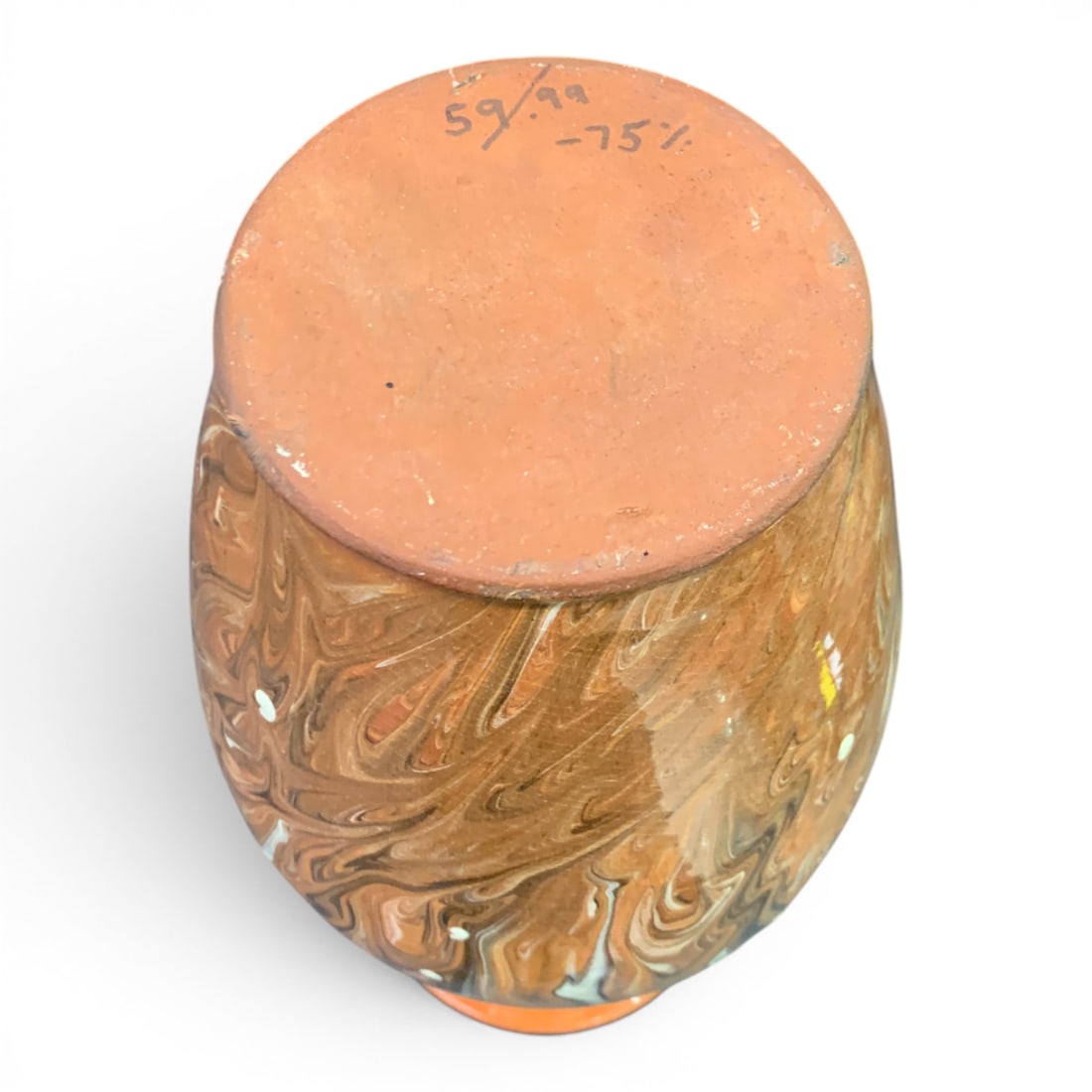 Vintage Drip Glaze Pattern Redware Vase - 7