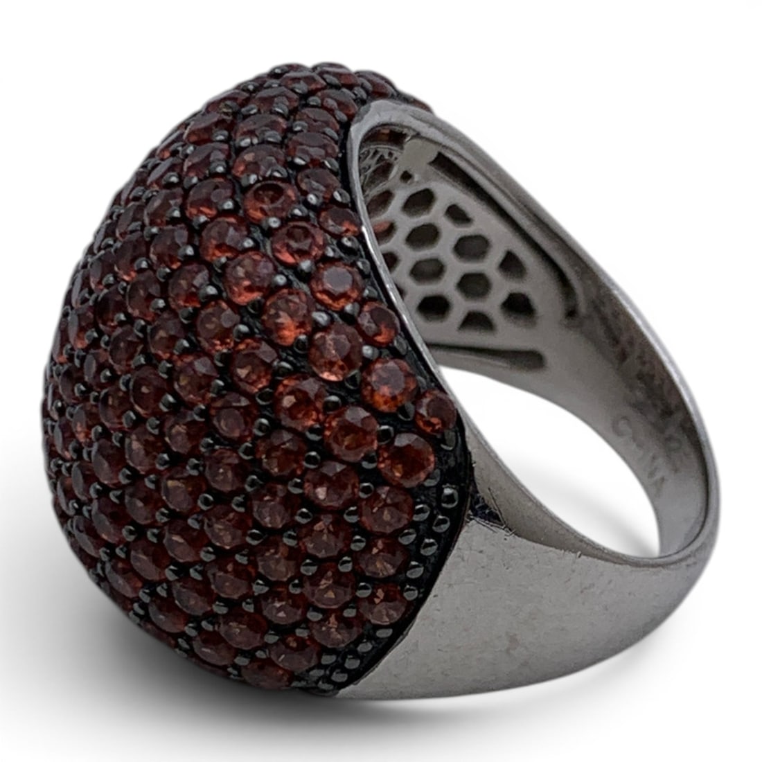 Large Sterling Silver & Red Stone Ring - 3