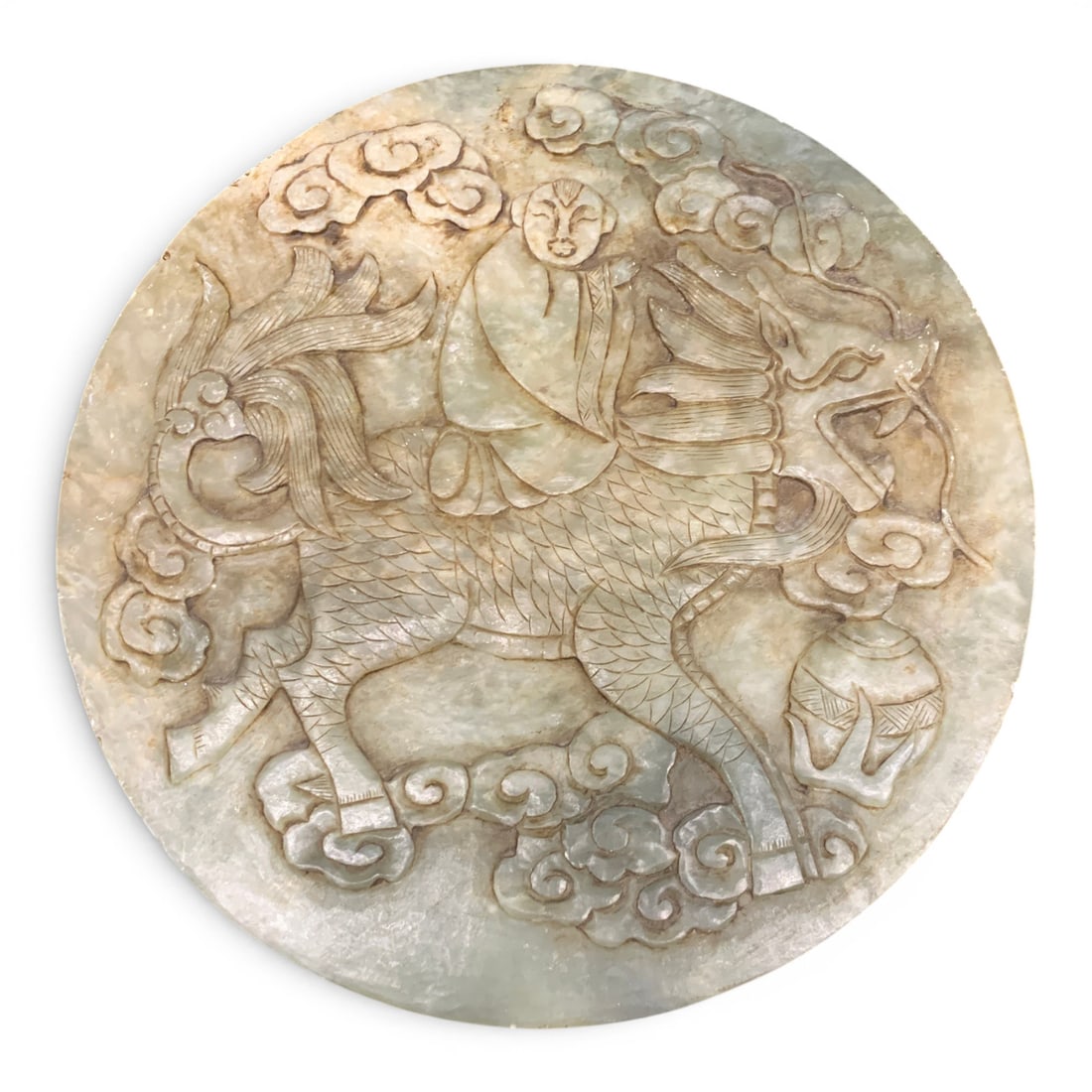 Vintage Chinese Cavred Jade Medallion (1 of 4)
