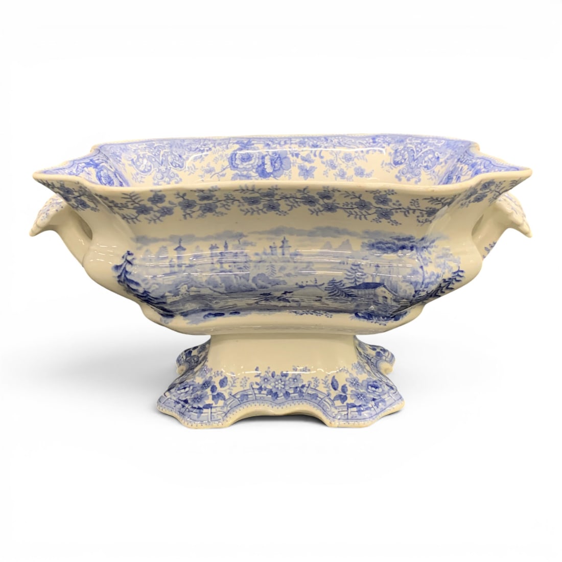Blue Transferware Soup Tureen - 2