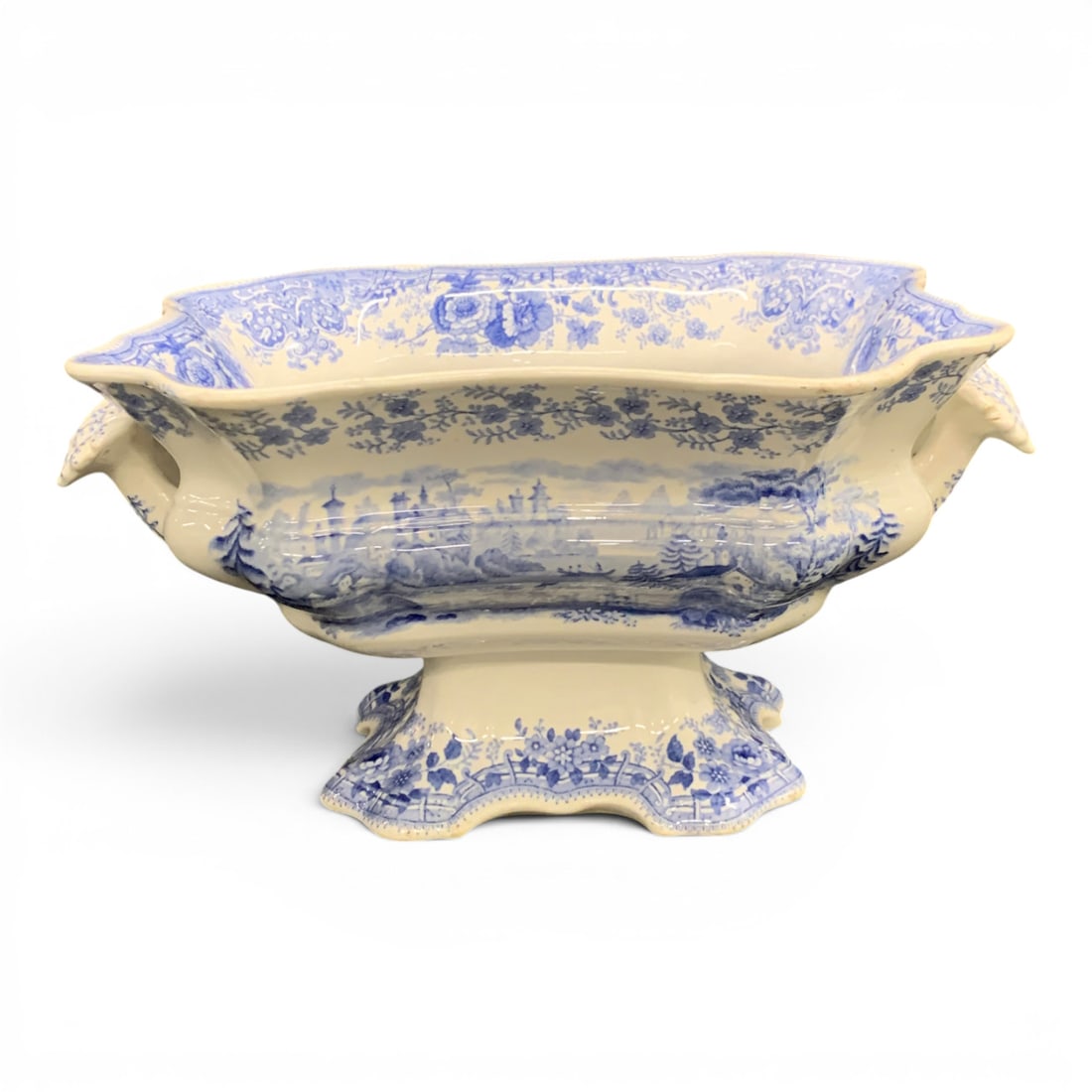 Blue Transferware Soup Tureen - 4