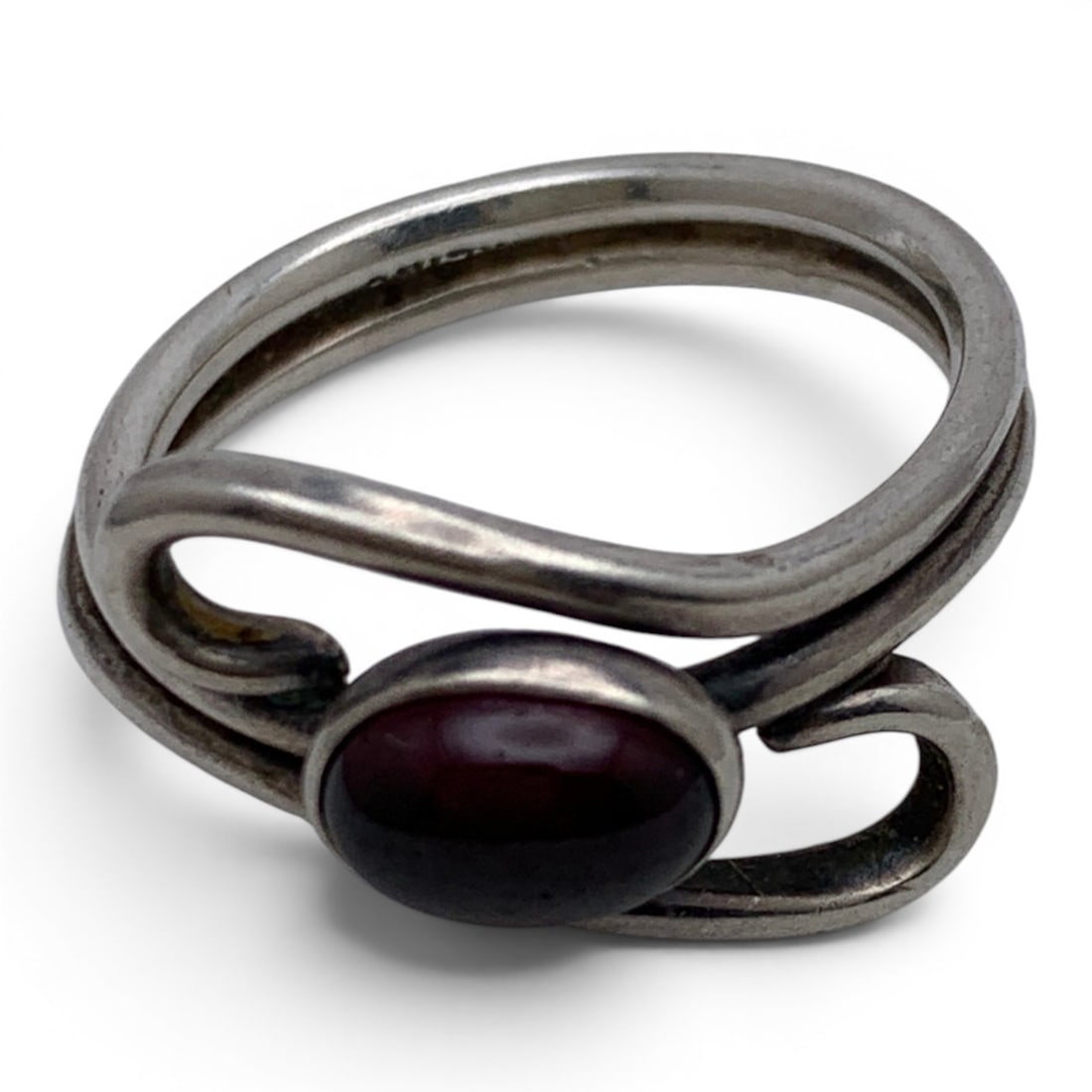Sterling Silver & Red Stone Ring - 2