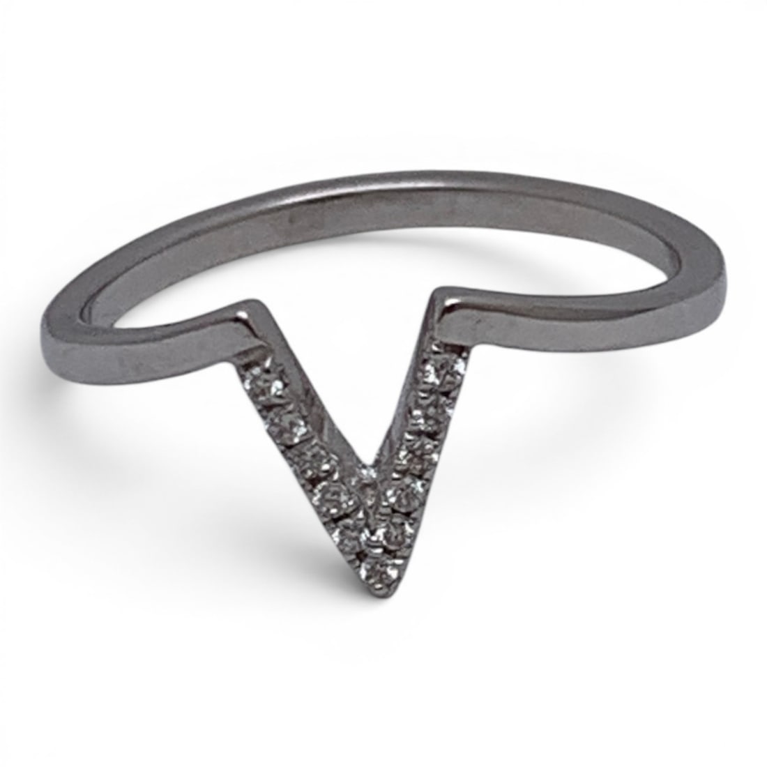 14k White Gold & Diamond Stack Ring - 2