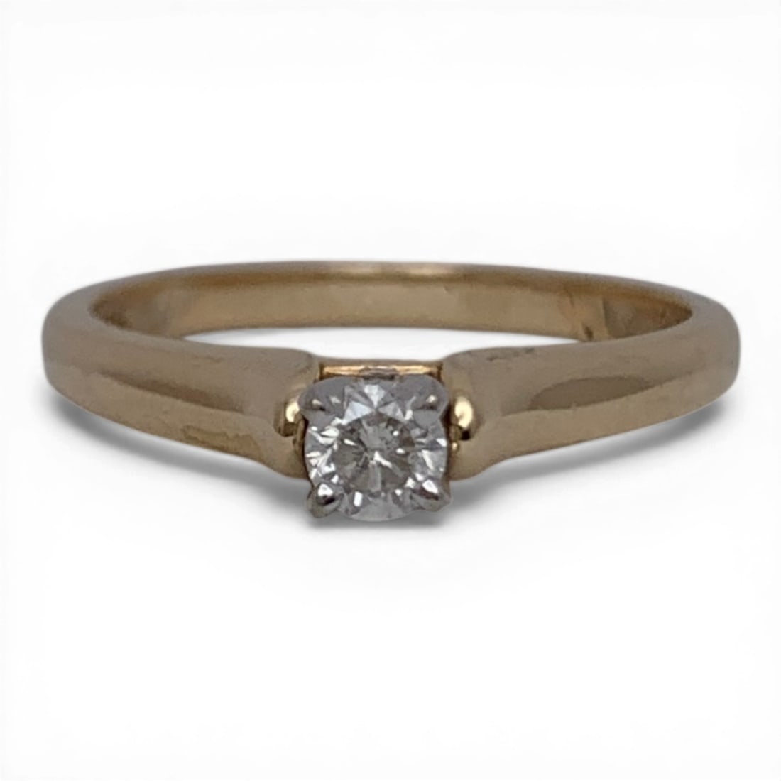 10k Yellow Gold & Solitaire Diamond Ring: 10k Yellow Gold Ring Featuring 1 Round Cut Solitaire Diamond Approx. 0.15ctMarked 10k - Size 7 - 1.7 DwtGemstones Tested With Presidium Gem Tester Il - Berners Does Not - Guarantee Authenticity Of Gem