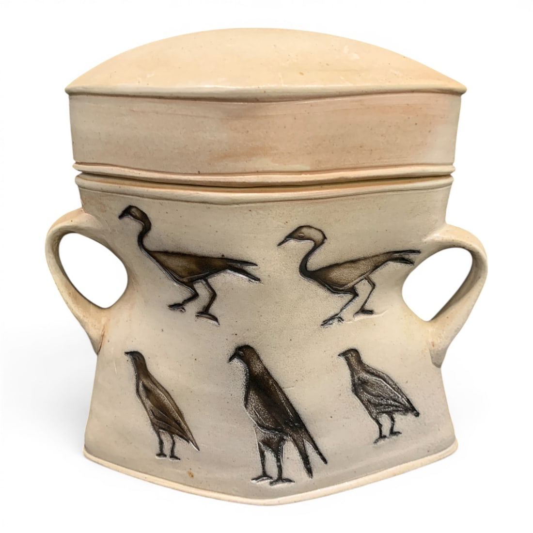 Cream Colored Lidded Pottery Jar (1 of 7)