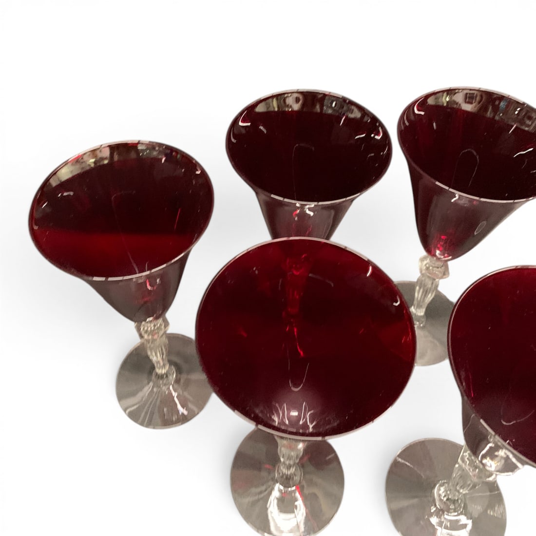 6 Vintage Morgantown Monroe Ruby Red Goblets - 3