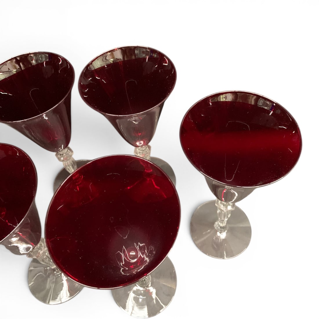 6 Vintage Morgantown Monroe Ruby Red Goblets - 4