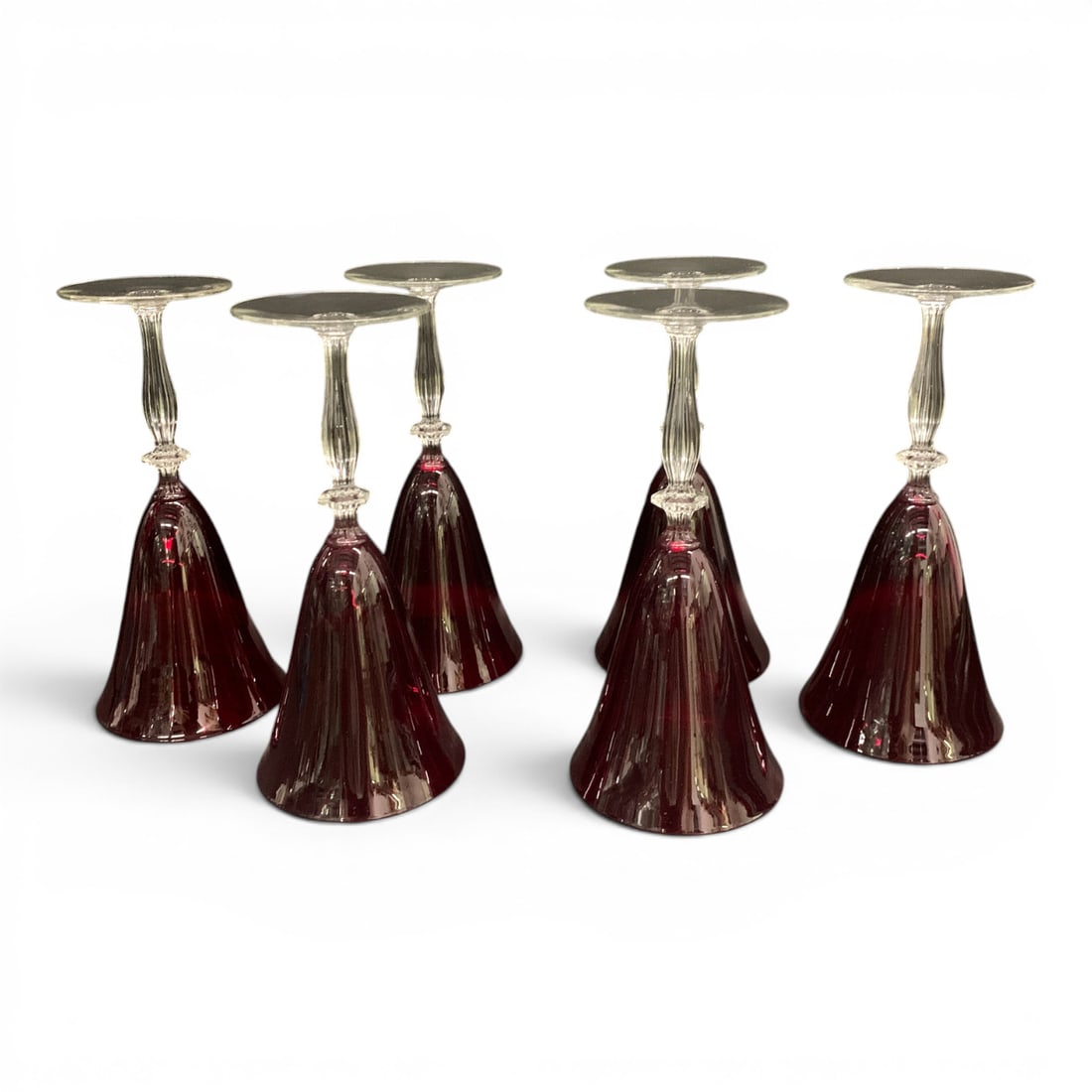 6 Vintage Morgantown Monroe Ruby Red Goblets - 5