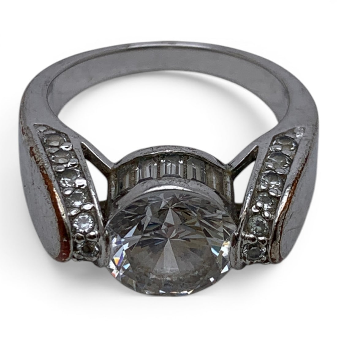 Sterling Silver & Clear Stone Ring - 2