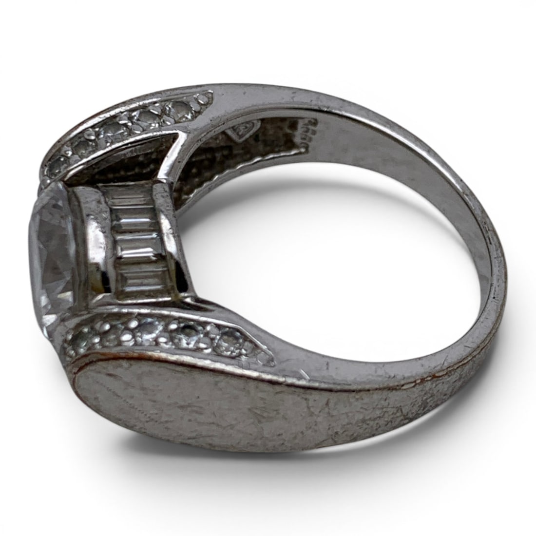 Sterling Silver & Clear Stone Ring - 5