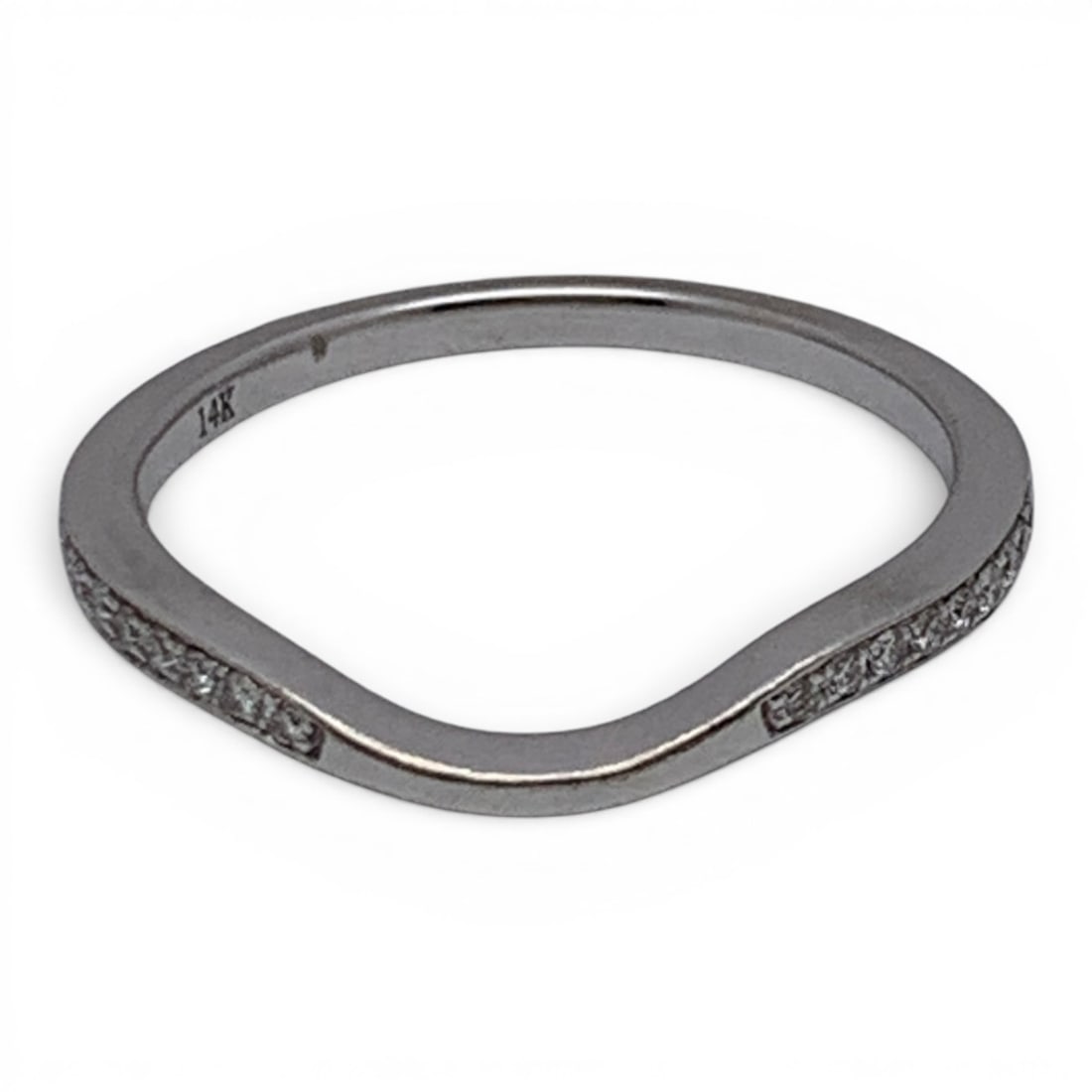 14k White Gold & Diamond Stack Ring - 2