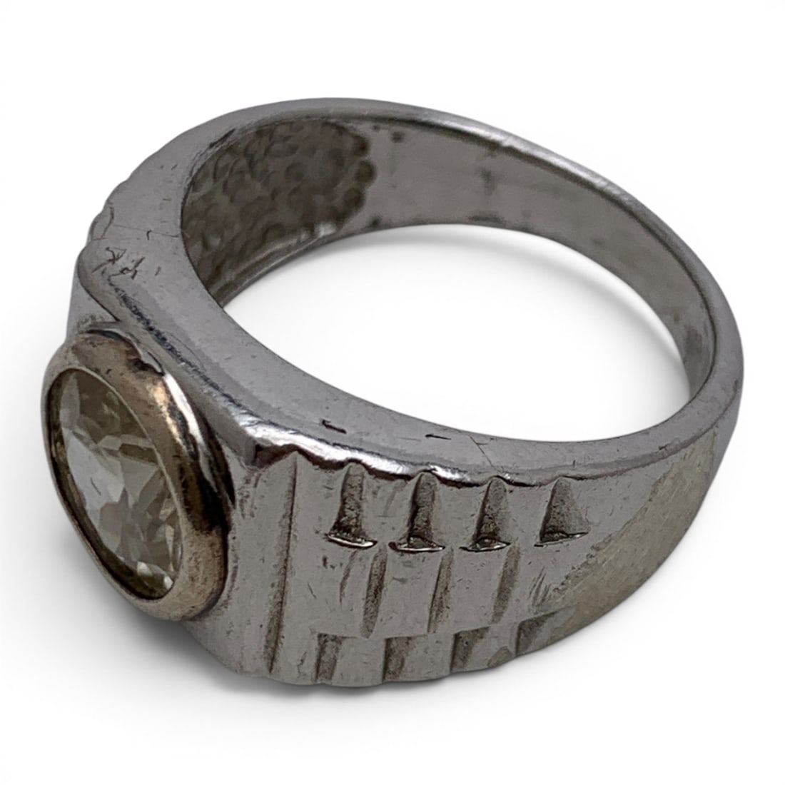Sterling Silver & Clear Stone Ring - 5