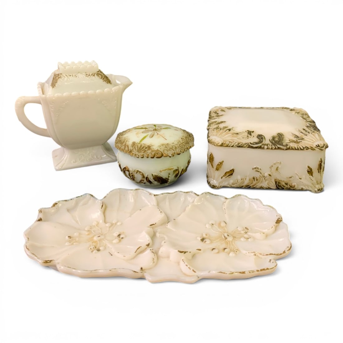 Antique Victorian Milk Glass Items (1 of 14)
