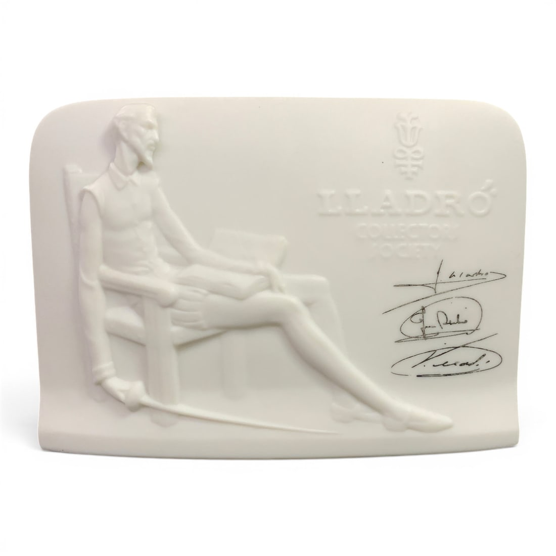 Vintage 1985 Lladro Collectors Society Plaque: Vintage 1985 Lladro Collectors Society Plaque Featuring A Relief Portrait Of Don Quixote Marked On Bottom: Lladro, Hand Made In Spain, Daisa 19856" Long - 4" Tall