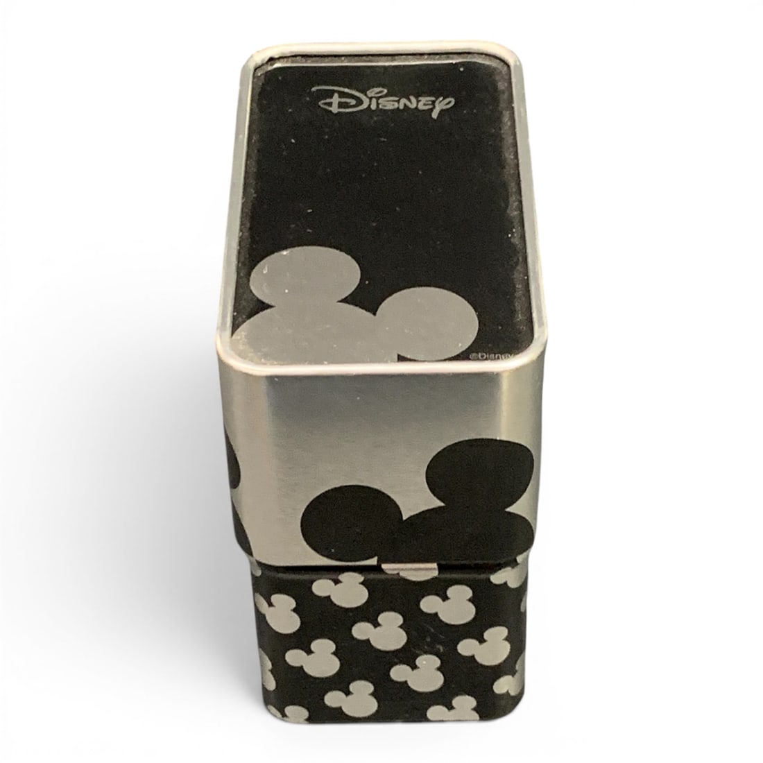 Accutime Disney Mickey Mouse Watch: Accutime Disney Mickey Mouse Watch Featuring A Two Tone Silver And Gold Case With A Brown Leather Strap In Its Original Presentation Container1 3/8" Face Diameter